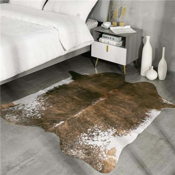 Faux Cowhide Rug Cute Cow Print Rug, Faux Fur Cow Hide Animal Rugs for Bedroom - Picture 2 of 6